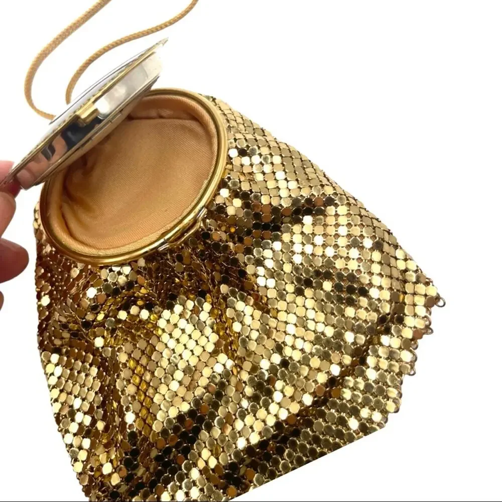 VINTAGE - 1920 Lipstick mini wristlet bag with mirror and compact powder holder